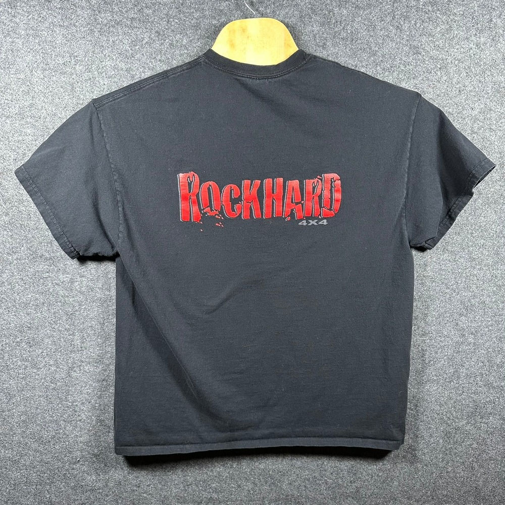 RockHard 4x4 T-Shirt Mens Gildan‎ Red On Black Graphic Print Short Sleeve